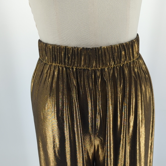 19873 American Apparel Metallic Wide Leg Pant Gold size Small retro 90s casual - Picture 5 of 7